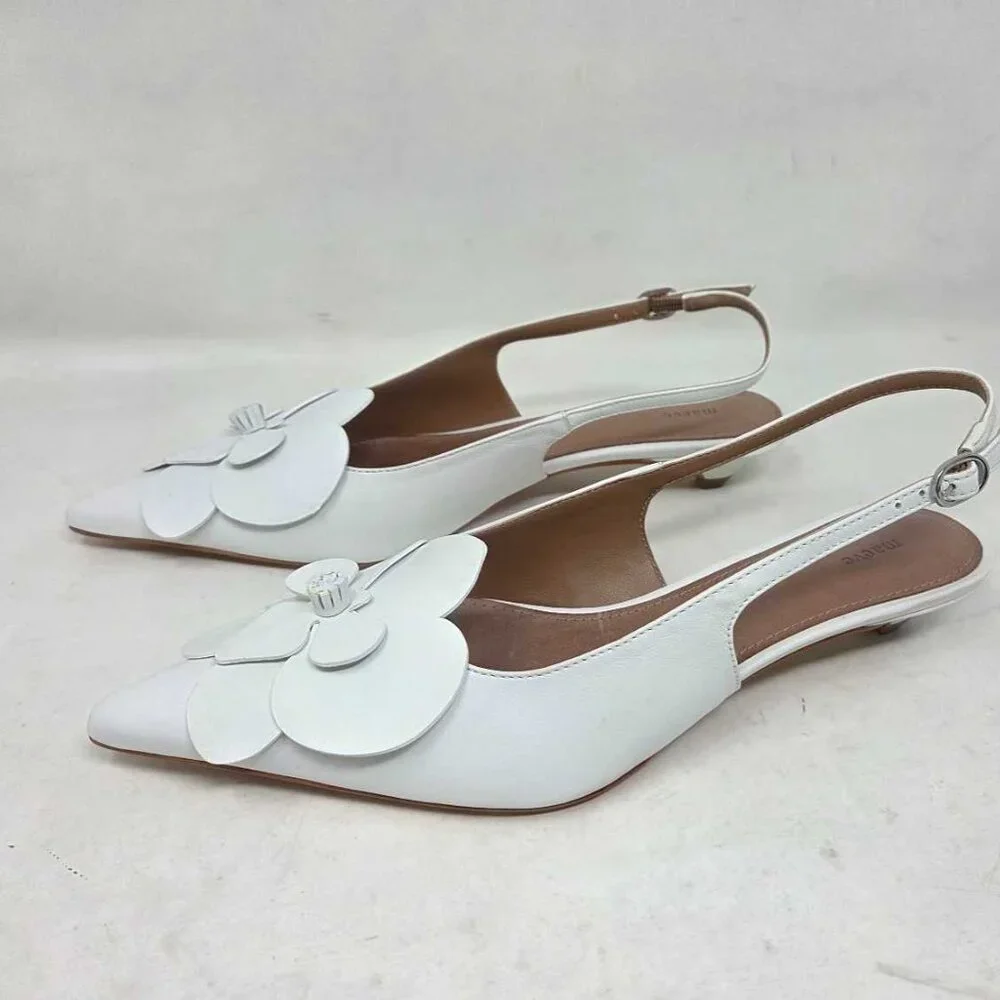 Women's EU 38 / US 7-7.5 Maeve x Anthropologie white floral slingback heels
